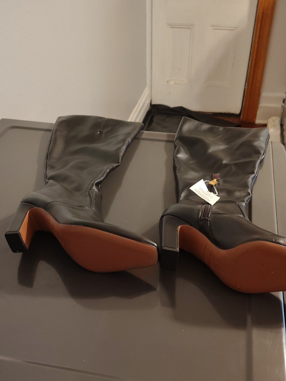 Franco Sarto Black Tall Block-Heel Knee Boots